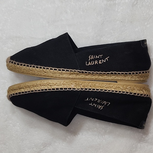 YSL Saint Laurent Mens Black Canvas Slip On Espadrille Size 45/ US 11 - Picture 12 of 16